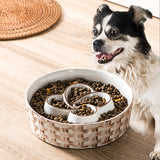 Ceramic Slow Feeder Dog Bowl for Medium & Large Dogs