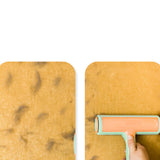 Pet Hair Remover Brush in action, effortlessly lifting pet hair from orange fabric with two-way reusable roller.